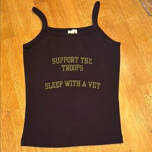 Black Tank Top - Support The Troops - Size Small